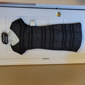 David Warren New York Party Dress New 8 Black & Silver Short Sleeve